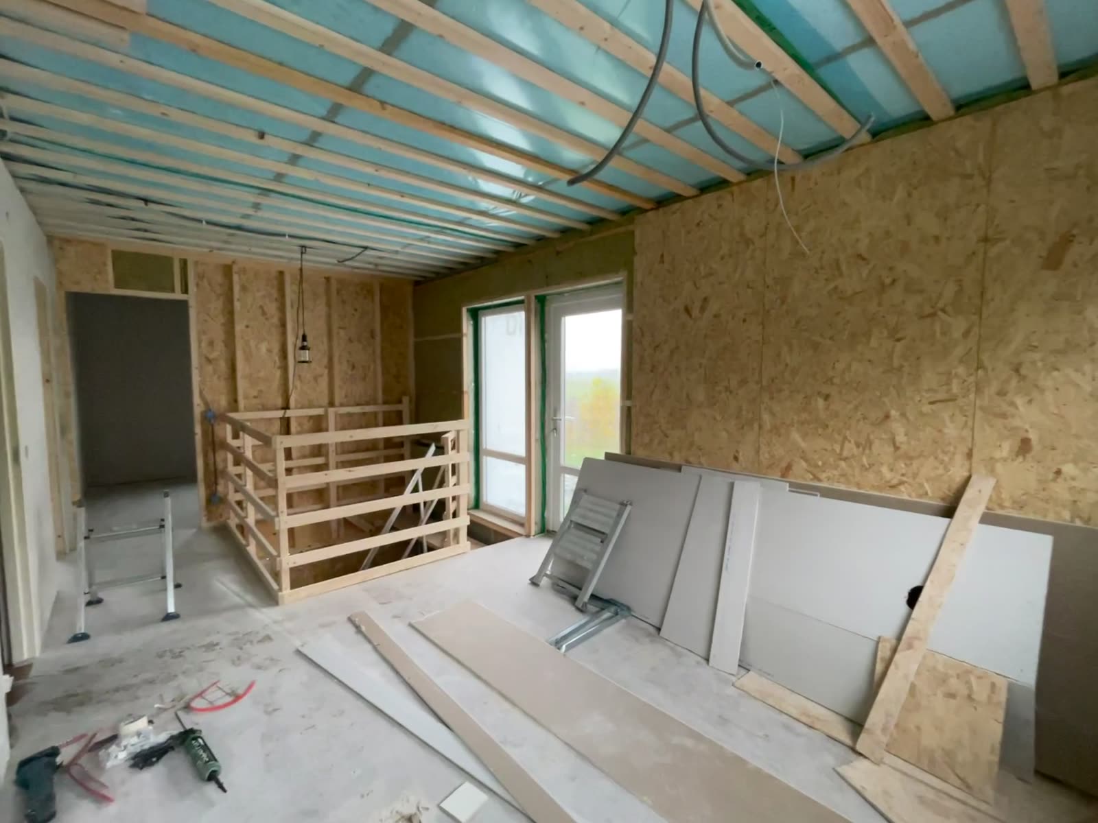 Timber frame and board stage before insulation and finishes